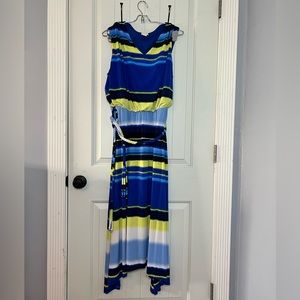 Chico's Blue and Yellow Striped Maxi Dress